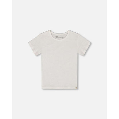 Deux par Deux Girl Crinkle Short Sleeve Top White