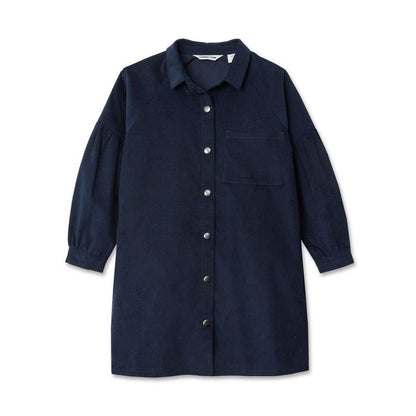 فستان قميص من قماش مخملي بأكمام ثلاثة أرباع من Lands' End Kids