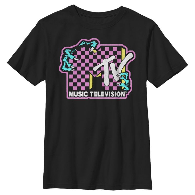 Boy's MTV Dragon Checker Logo T-Shirt