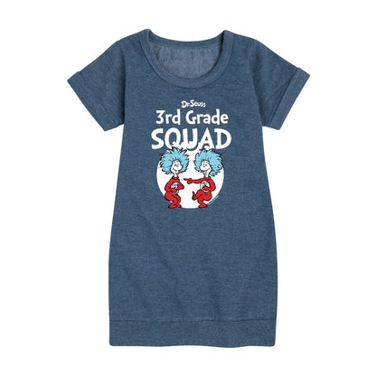 Girls' - Dr. Seuss - 3rd Grade Squad Thing 1 and Thing 2 Graphic Short Sleeve Fleece Dress
