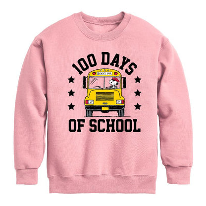 Boys' - Peanuts - Snoopy One Hundred Days Of School Graphic Long Sleeve Fleece Sweatshirt