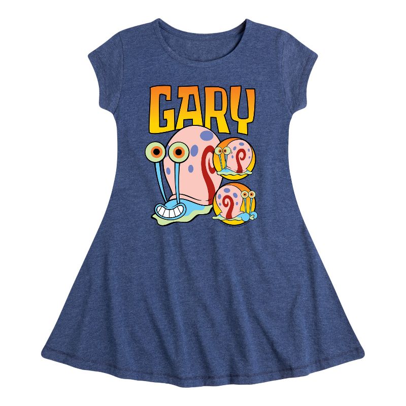 Girls' - SpongeBob SquarePants - Gary The Snail Fit & Flair Cap Sleeve Dress