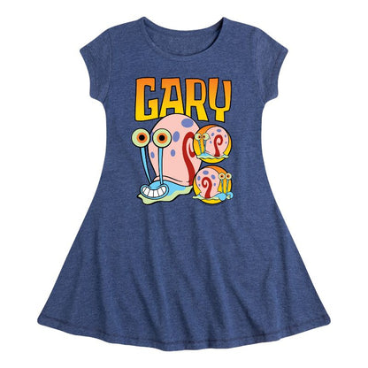 Girls' - SpongeBob SquarePants - Gary The Snail Fit & Flair Cap Sleeve Dress