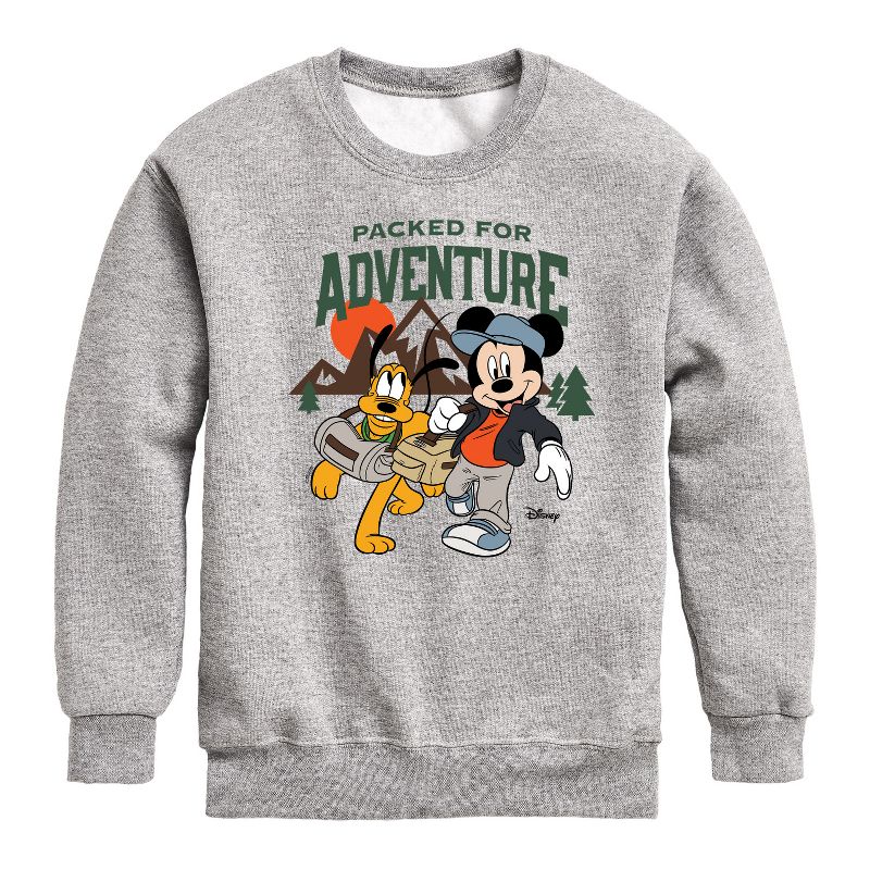 Boys' - Disney - Packed For Adventure Pluto Mickey Graphic Long Sleeve Fleece Sweatshirt