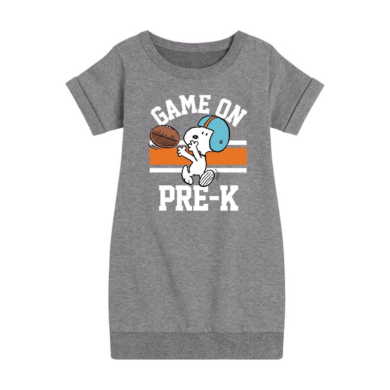 Girls' - Peanuts - Game On Pre-K Graphic Short Sleeve Fleece Dress