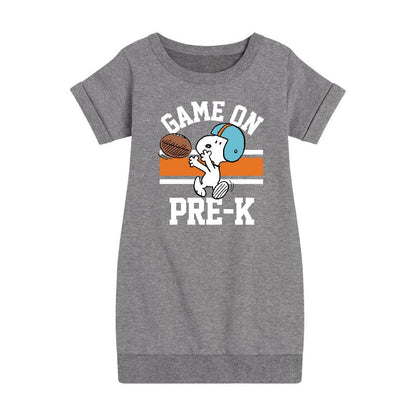 Girls' - Peanuts - Game On Pre-K Graphic Short Sleeve Fleece Dress