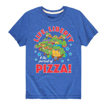 تي شيرت جرافيكي بأكمام قصيرة للأولاد من Teenage Mutant Ninja Turtles - Life Liberty Pursuit Of Pizza