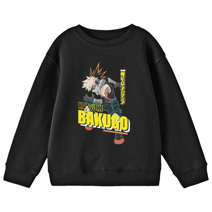My Hero Academia Katsuki Bakugo Crew Neck Long Sleeve Youth Black Sweatshirt