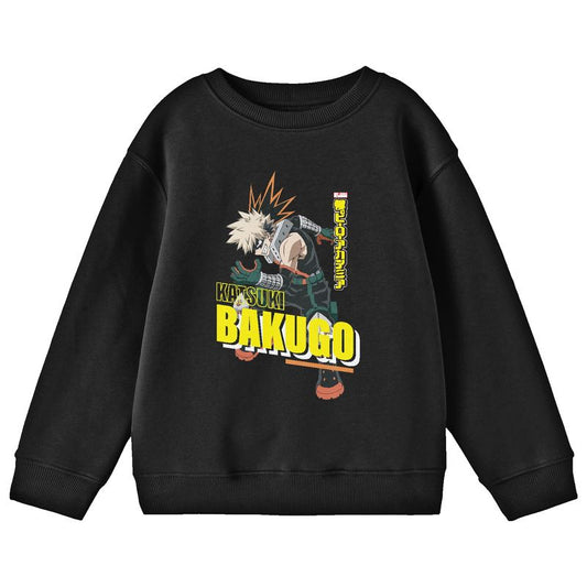 My Hero Academia Katsuki Bakugo Crew Neck Long Sleeve Youth Black Sweatshirt