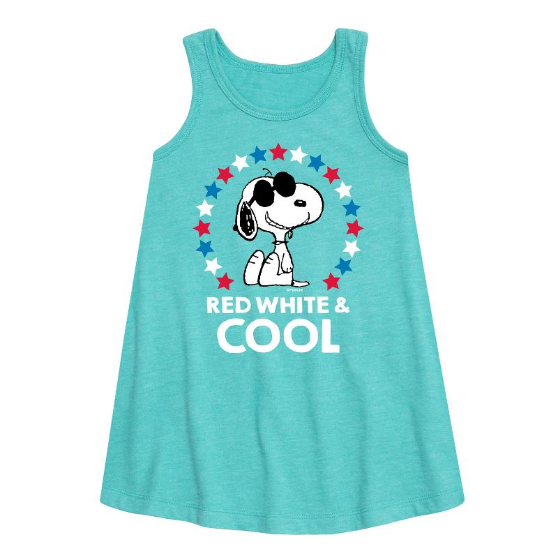 Girls' - Peanuts - Red White And Cool Graphic Sleeveless Aline Dress