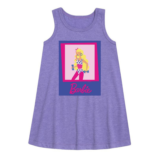 Girls' - Barbie - Fitness Barbie Graphic Sleeveless Aline Dress