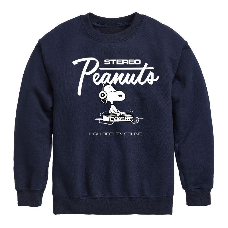 Boys' - Peanuts - Stereo Snoopy Dj Graphic Long Sleeve Fleece Sweatshirt