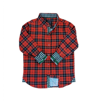 Boy's Plaid Long Sleeve Shirt - TukTuk Designs