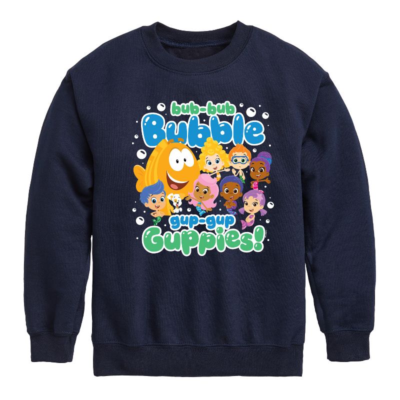 Boys' - Bubble Guppies - Bub Bub Bubble Gup Gup Guppies Graphic Long Sleeve Fleece Sweatshirt
