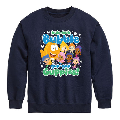 Boys' - Bubble Guppies - Bub Bub Bubble Gup Gup Guppies Graphic Long Sleeve Fleece Sweatshirt