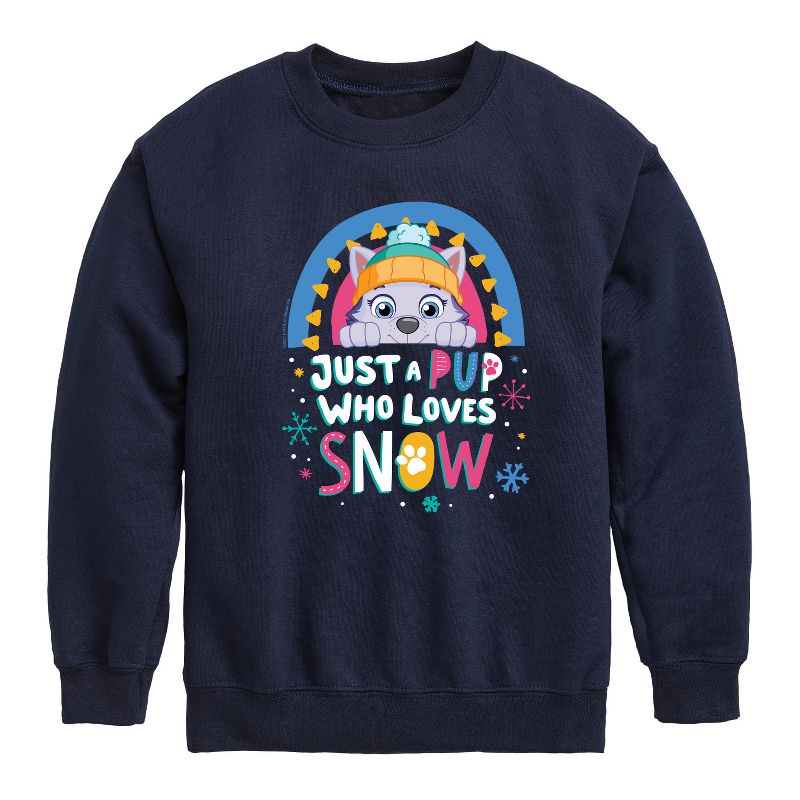 Boys' - Paw Patrol - Just A Pup Who Loves Snow Graphic Long Sleeve Fleece Sweatshirt