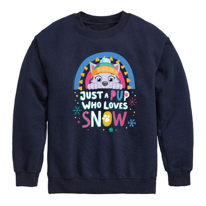 Boys' - Paw Patrol - Just A Pup Who Loves Snow Graphic Long Sleeve Fleece Sweatshirt