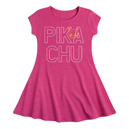Girls' - Pokémon - Pikachu Logo Fit & Flair Cap Sleeve Dress