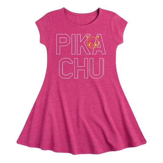 Girls' - Pokémon - Pikachu Logo Fit & Flair Cap Sleeve Dress