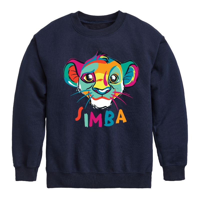 Boys' - Disney - Colorful Simba Graphic Long Sleeve Fleece Sweatshirt