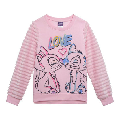 Disney Lilo & Stitch Girls Fleece Pullover Fur Sweatshirt Little Kid to Big Kid