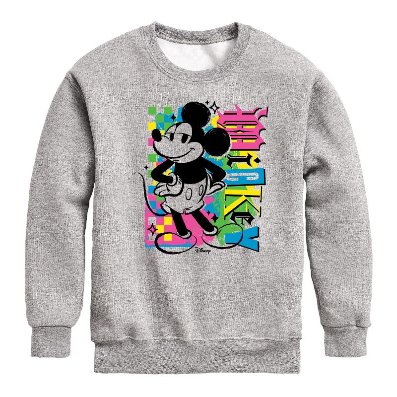 Boys' - Disney - Mickey Punk Graphic Long Sleeve Fleece Sweatshirt