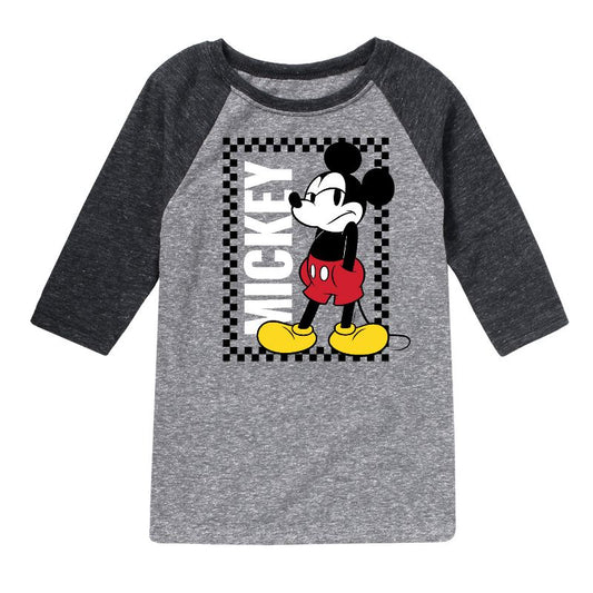 Boys' - Disney - Mickey Checker Frame Raglan Graphic T-Shirt