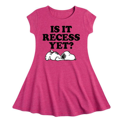 Girls' - Peanuts - Is It Recess Fit & Flair Cap Sleeve Dress