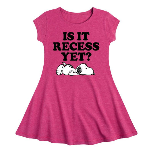 Girls' - Peanuts - Is It Recess Fit & Flair Cap Sleeve Dress