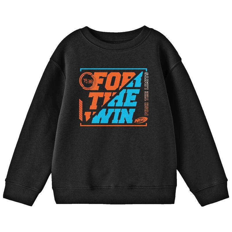 Nerf For The Win Crew Neck Long Sleeve Youth Black Sweatshirt
