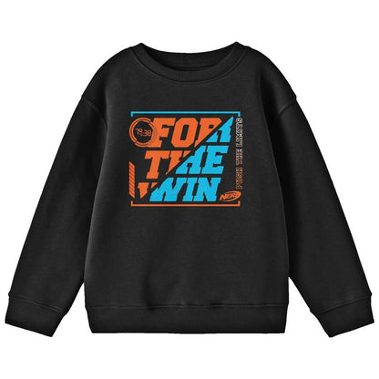 Nerf For The Win Crew Neck Long Sleeve Youth Black Sweatshirt