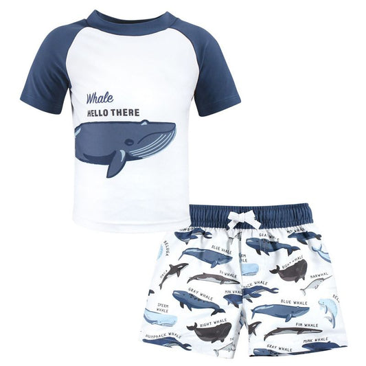 طقم ملابس سباحة للأولاد من Hudson Baby، بتصميم Whale Hello There
