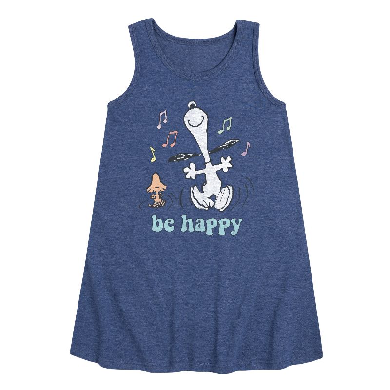 فستان بناتي - بينتس - بي هابي سنوبي وودستوك جرافيكي بدون أكمام بتصميم خطي