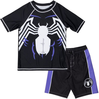 Marvel UPF 50+ Raglan Rash Guard and Swim Trunks Outfit Set