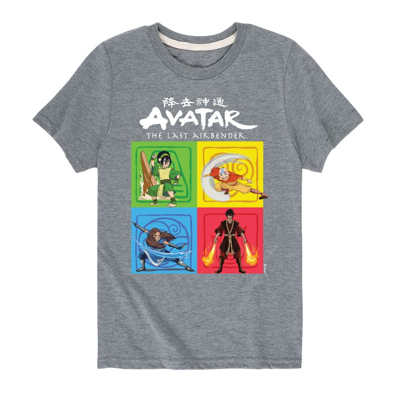 Boys' - Avatar: The Last Airbender - Toph Aang Katara Zuko Four Elements Short Sleeve Graphic T-Shirt