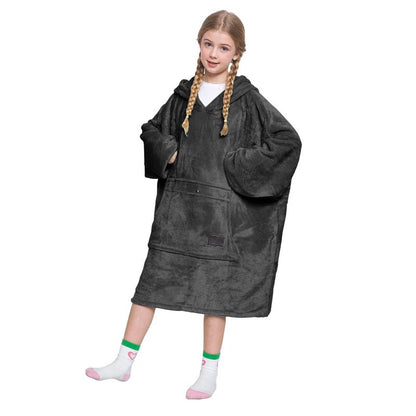 Catalonia Oversized Blanket Hoodie Sweatshirt for Kids, Wearable Fleece Pullover with Large Front Pocket, Teen Boys Girls Gift for Children's Day