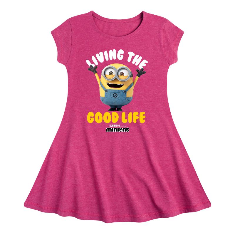 Girls' - Despicable Me Minions - Living The Good Life Fit & Flair Cap Sleeve Dress