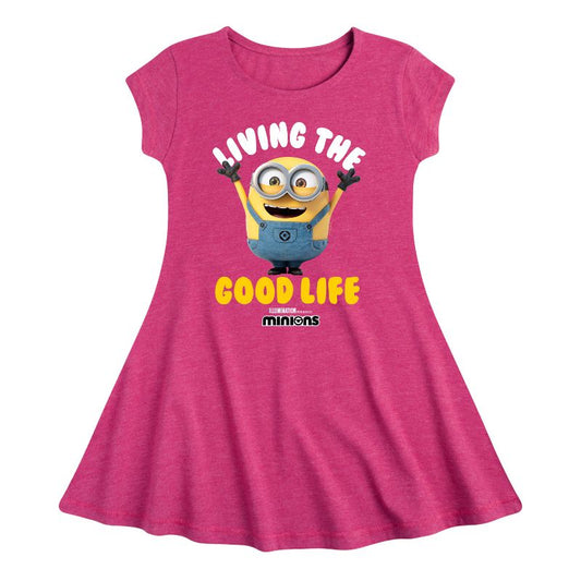 Girls' - Despicable Me Minions - Living The Good Life Fit & Flair Cap Sleeve Dress