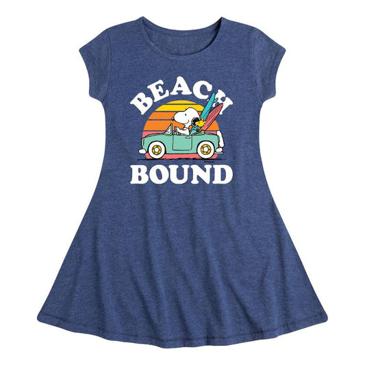 Girls' - Peanuts - Beach Bound Fit & Flair Cap Sleeve Dress