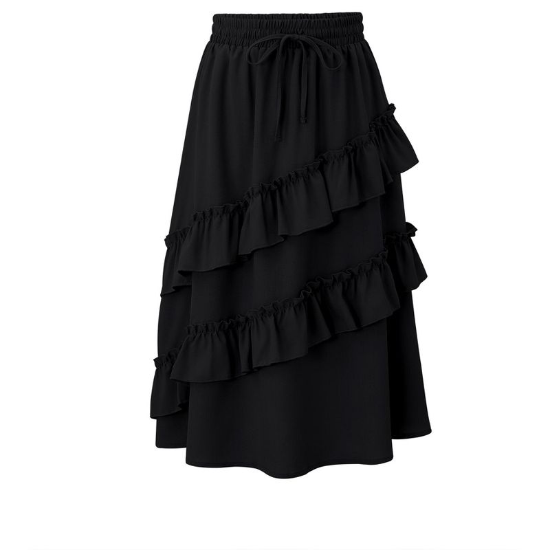 Girls Summer High Waisted Maxi Skirt Ruffle Hem Cute Long Skirts with Elastic Waistband for Kid Girl 5-14Y