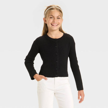 Girls' Long Sleeve Ribbed Cardigan Sweater - Cat & Jack™