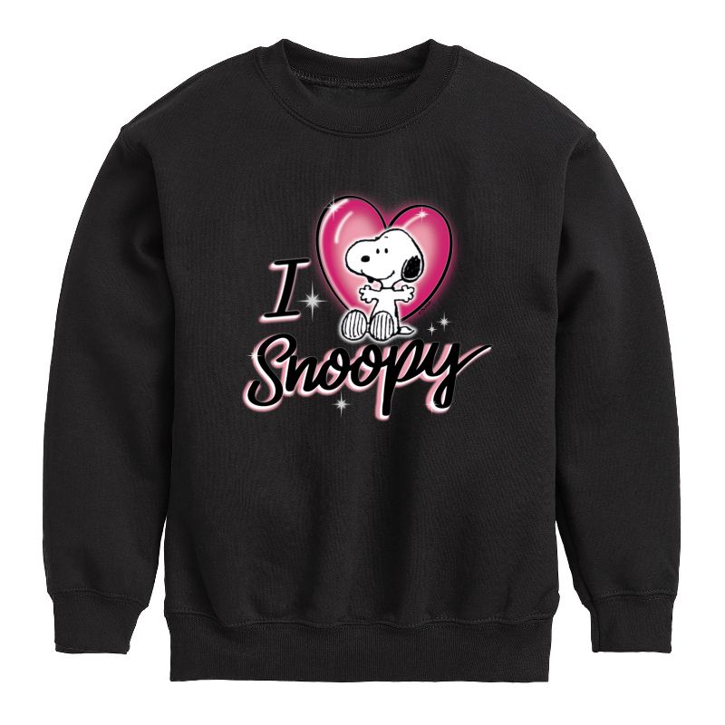 Boys' - Peanuts - I Heart Snoopy Graphic Long Sleeve Fleece Sweatshirt