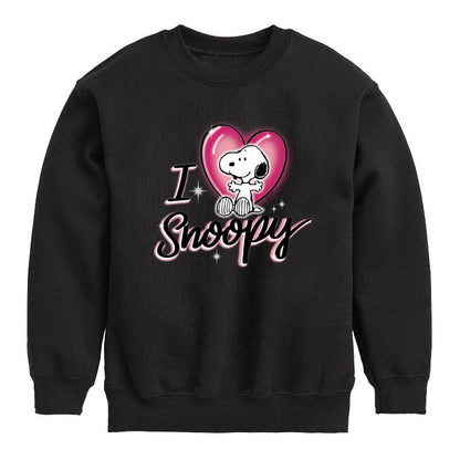 Boys' - Peanuts - I Heart Snoopy Graphic Long Sleeve Fleece Sweatshirt
