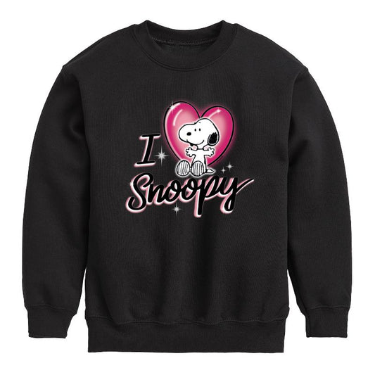 Boys' - Peanuts - I Heart Snoopy Graphic Long Sleeve Fleece Sweatshirt