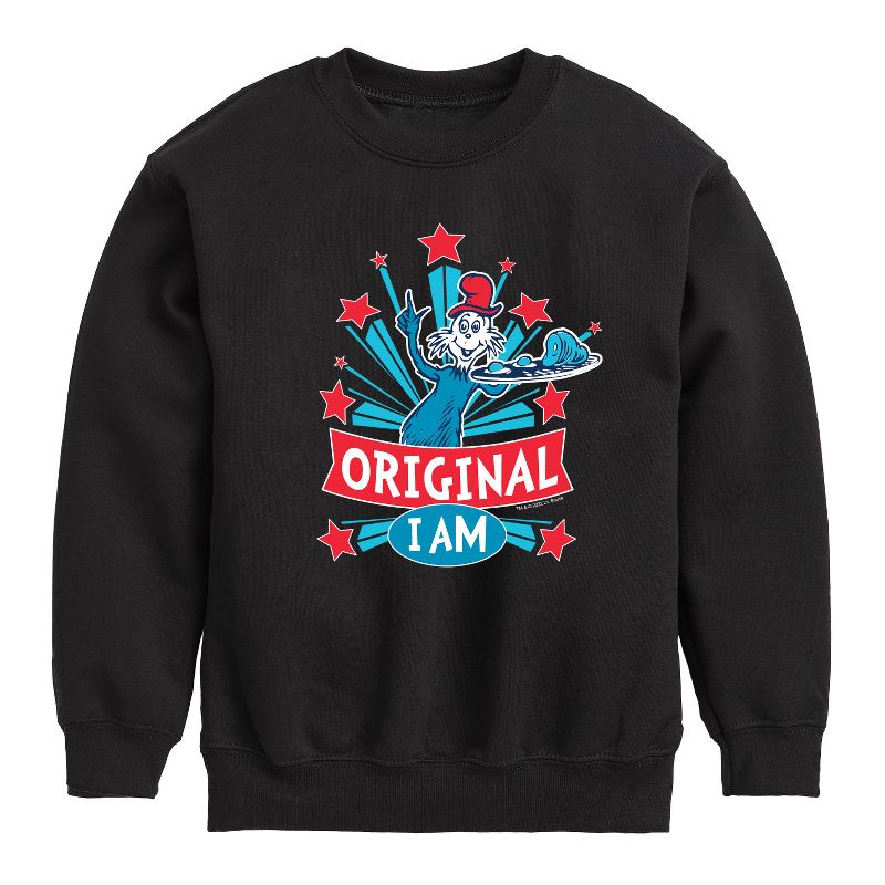 Boys' - Dr. Seuss - Original I am Green Eggs and Ham Graphic Long Sleeve Fleece Sweatshirt