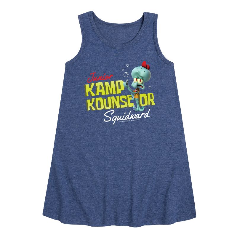 Girls' - SpongeBob SquarePants - Kamp Koral Kamp Kounselor Squidward Graphic Sleeveless Aline Dress