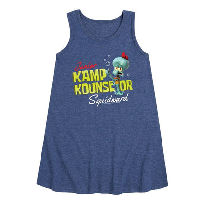 Girls' - SpongeBob SquarePants - Kamp Koral Kamp Kounselor Squidward Graphic Sleeveless Aline Dress