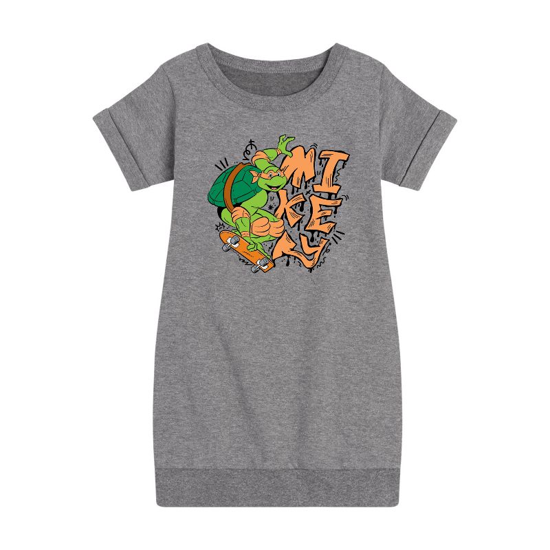 Girls' - Teenage Mutant Ninja Turtles - Mikey Graphic Short Sleeve Fleece Dress