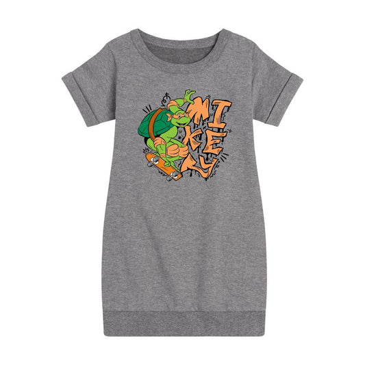 Girls' - Teenage Mutant Ninja Turtles - Mikey Graphic Short Sleeve Fleece Dress