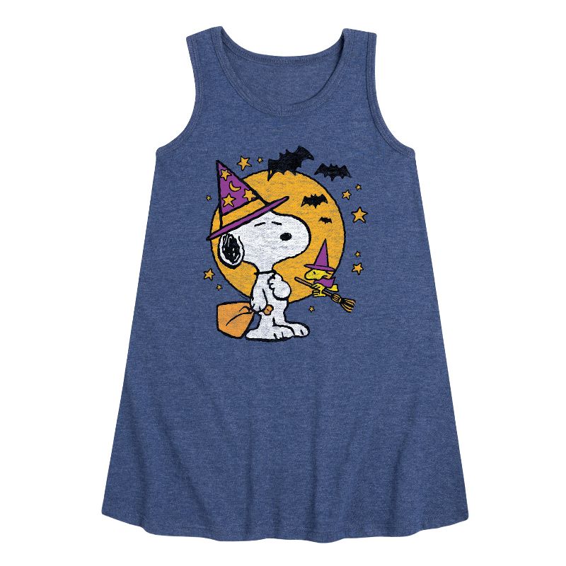 Girls' - Peanuts - Snoopy Woodstock Witchcraft Graphic Sleeveless Aline Dress